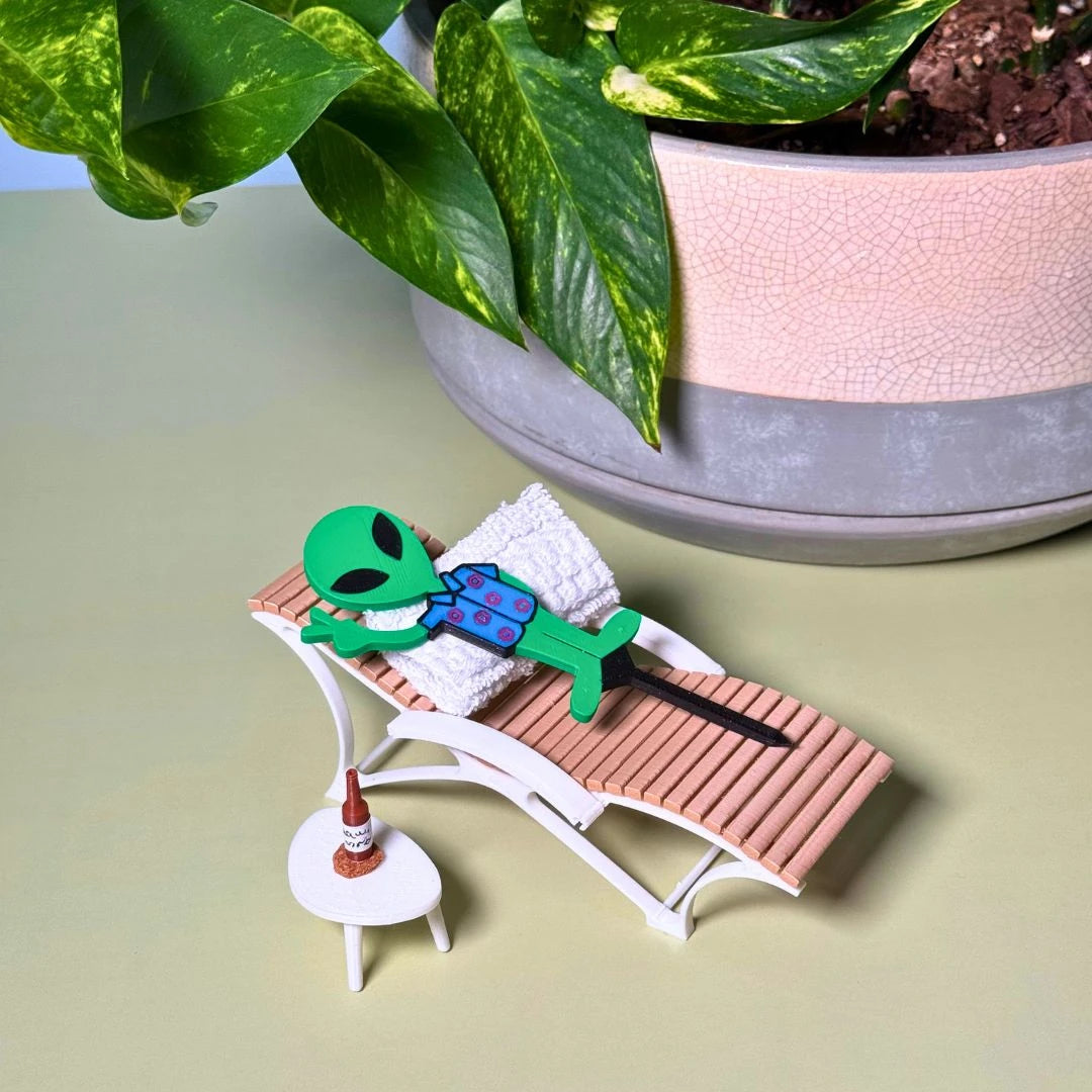 Dramatically lit crime scene plant decor stake sets on display