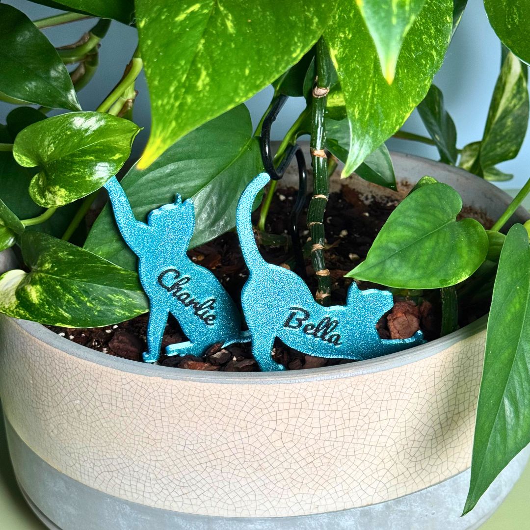 Custom Cat Plant Stake Set of 2 for Houseplants