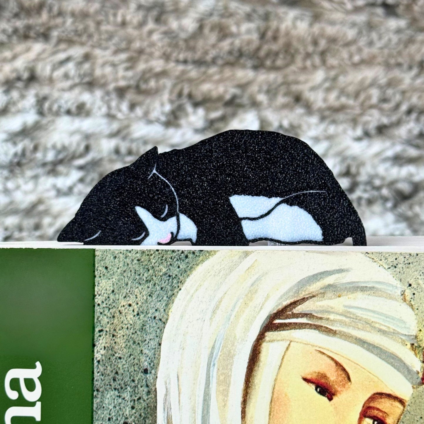 Adorable Black Tuxedo Cat Bookmark - Flexible Paperclip Design