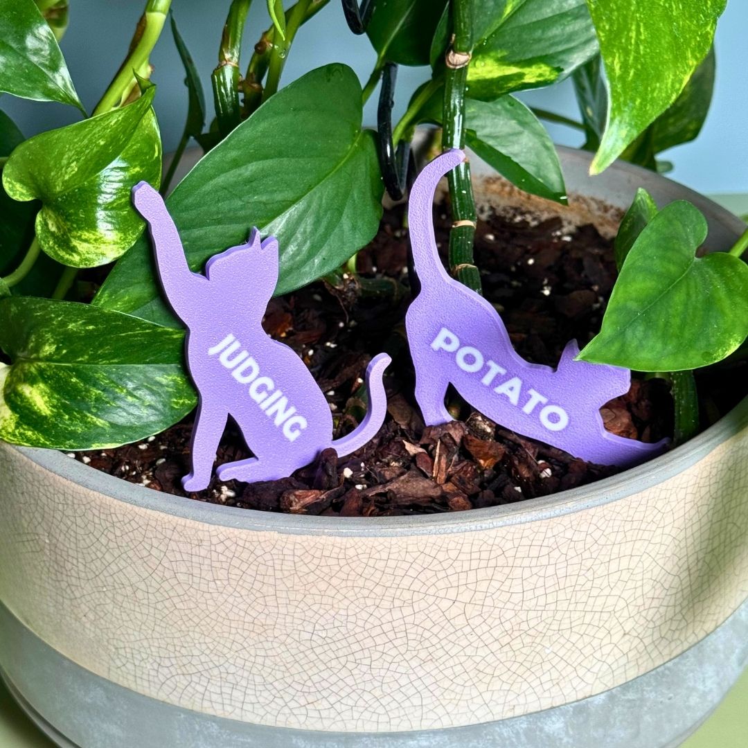 Custom Cat Plant Stake Set of 2 for Houseplants