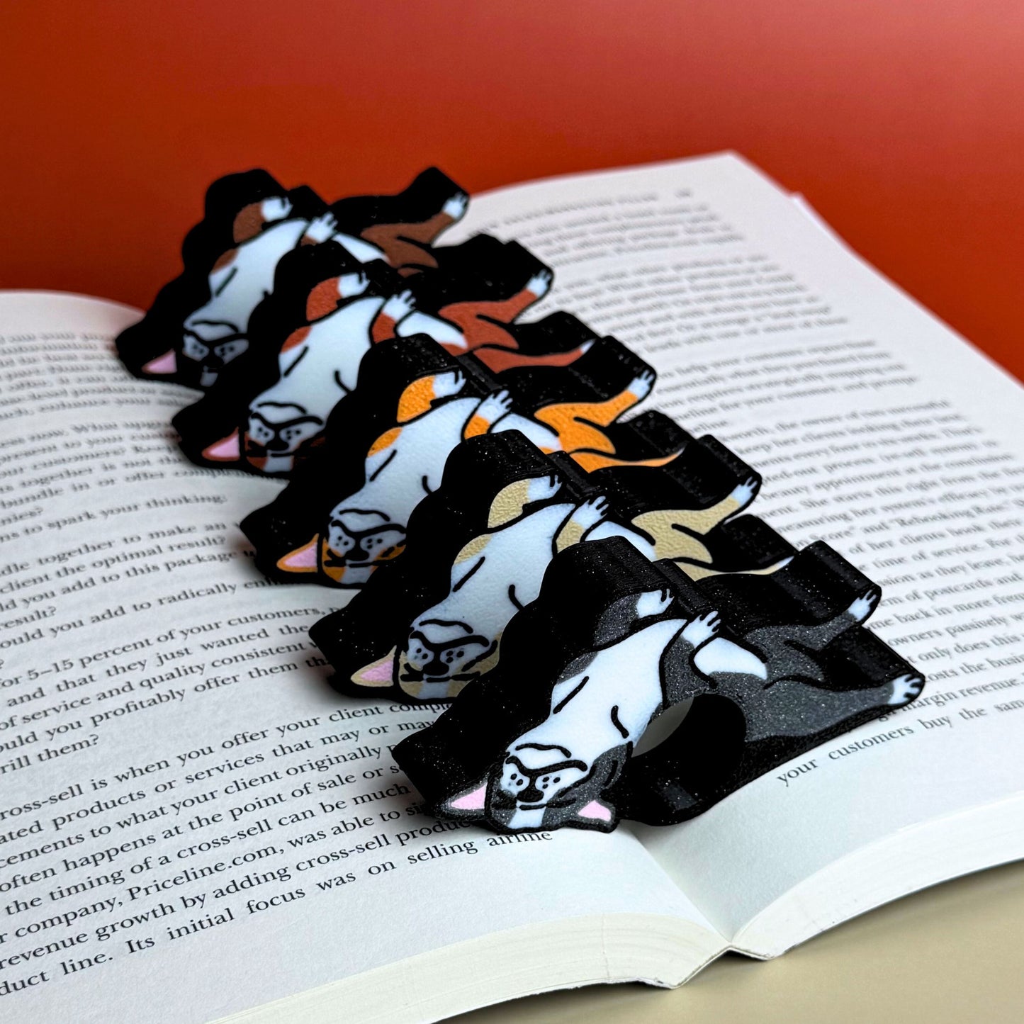 Adorable Bulldog and Pug Book Page Holder Ring