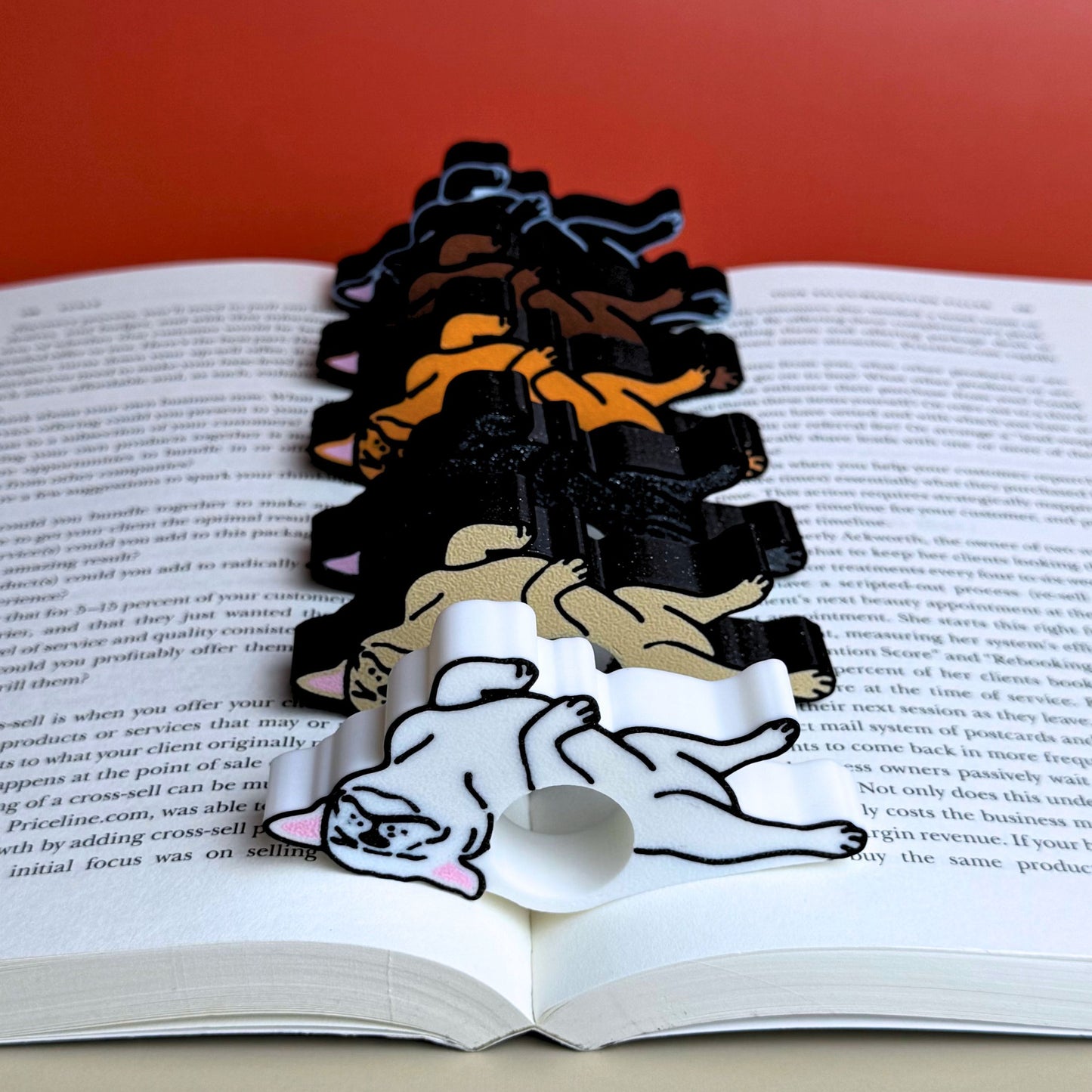 Adorable Bulldog and Pug Book Page Holder Ring