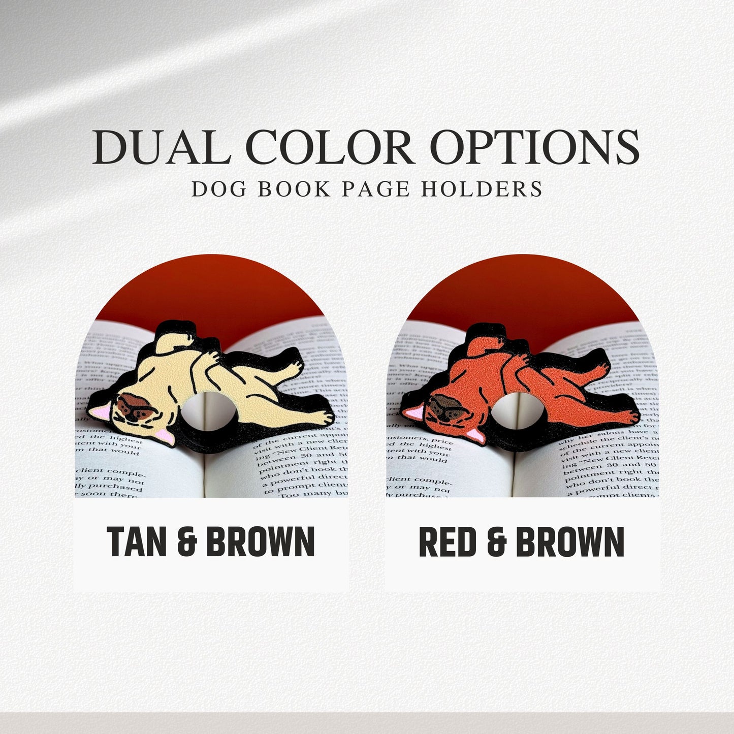 Adorable Bulldog and Pug Book Page Holder Ring