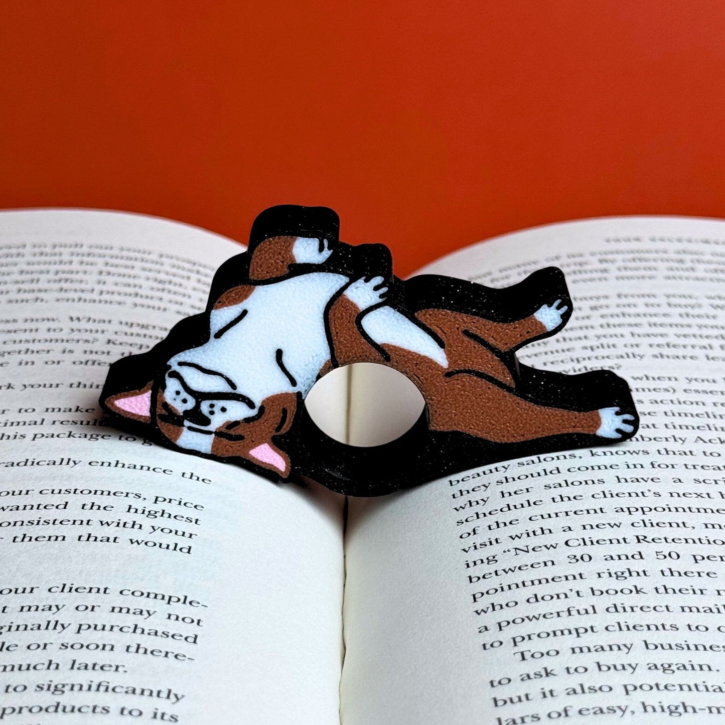 Adorable Bulldog and Pug Book Page Holder Ring