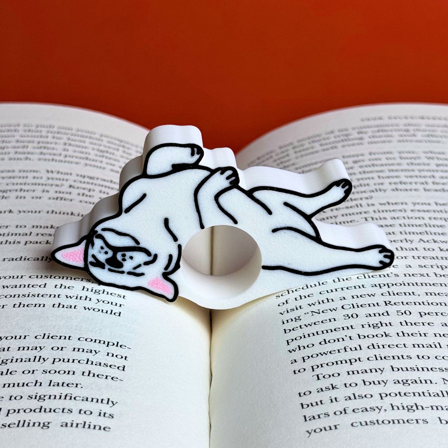 Adorable Bulldog and Pug Book Page Holder Ring