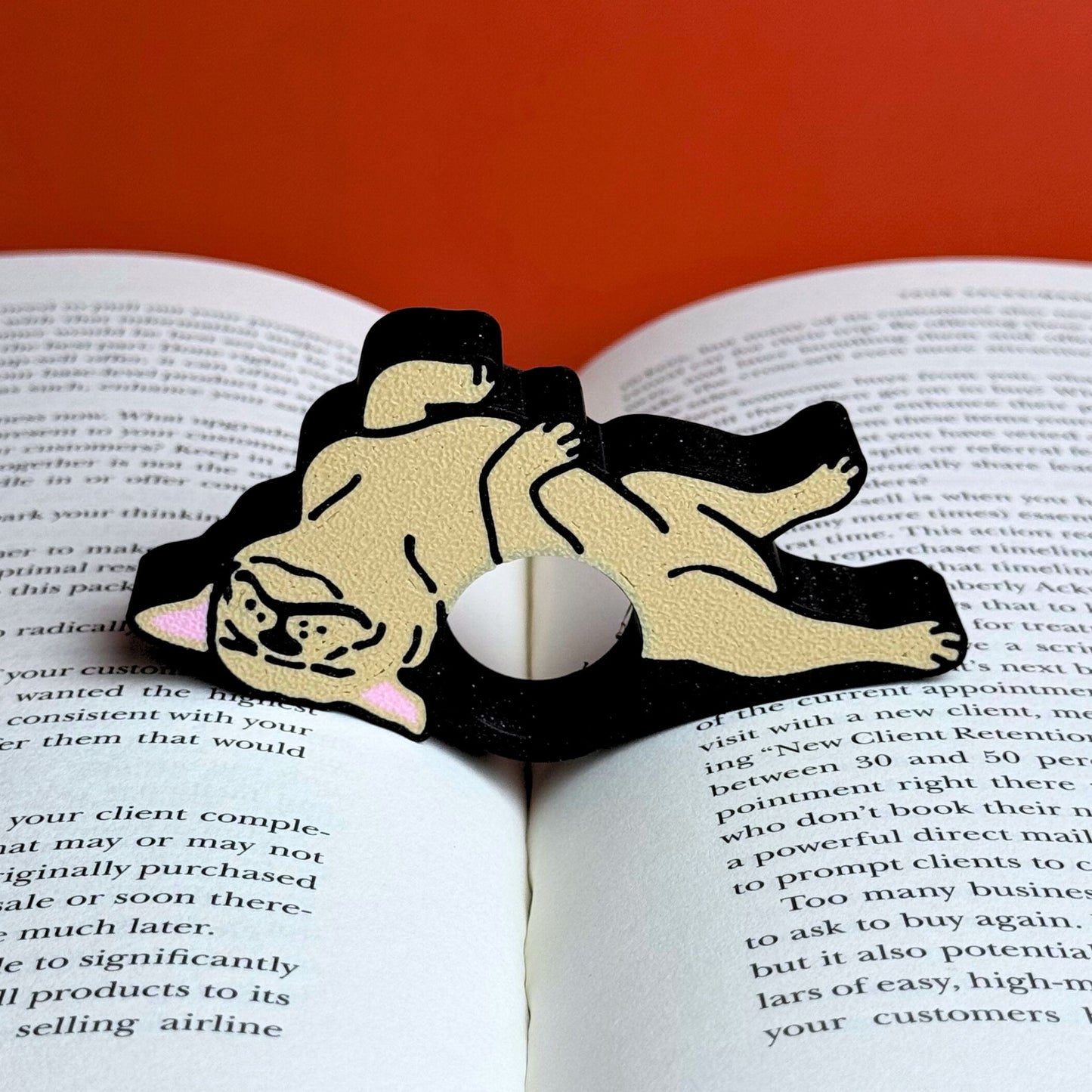 Adorable Bulldog and Pug Book Page Holder Ring