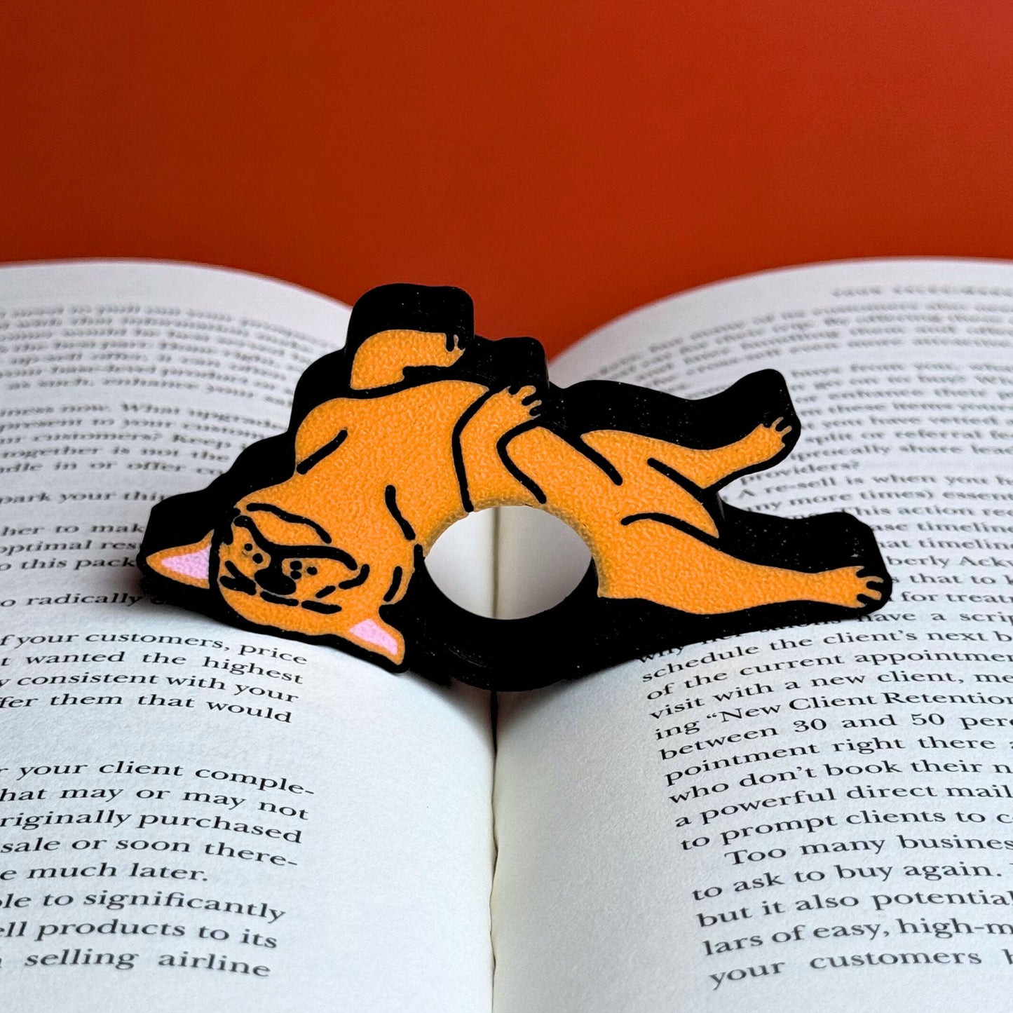 Adorable Bulldog and Pug Book Page Holder Ring