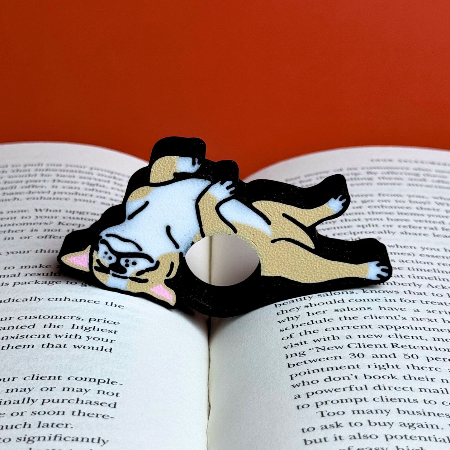Adorable Bulldog and Pug Book Page Holder Ring