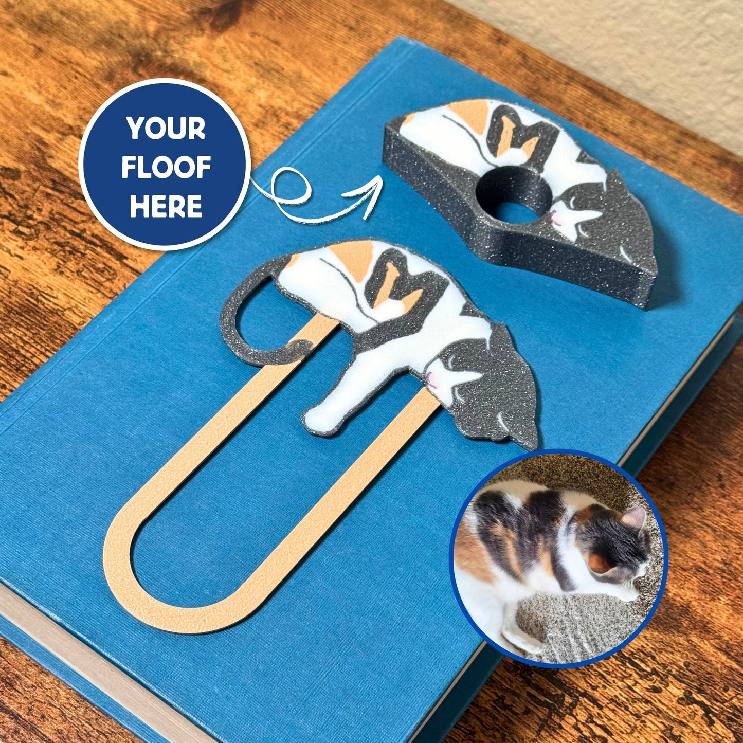 Custom Sleepy Cat Book Page Holder