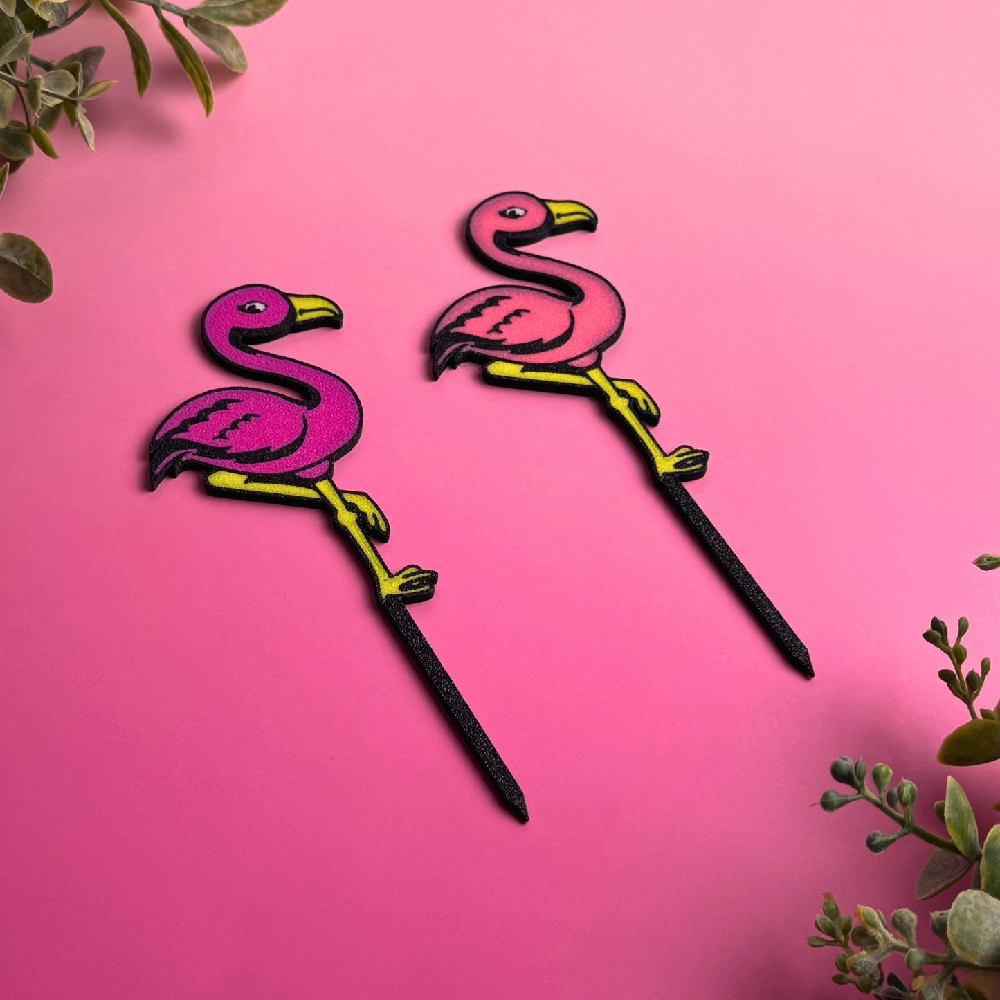 Fun Pink Flamingo Decorative Plant Stakes