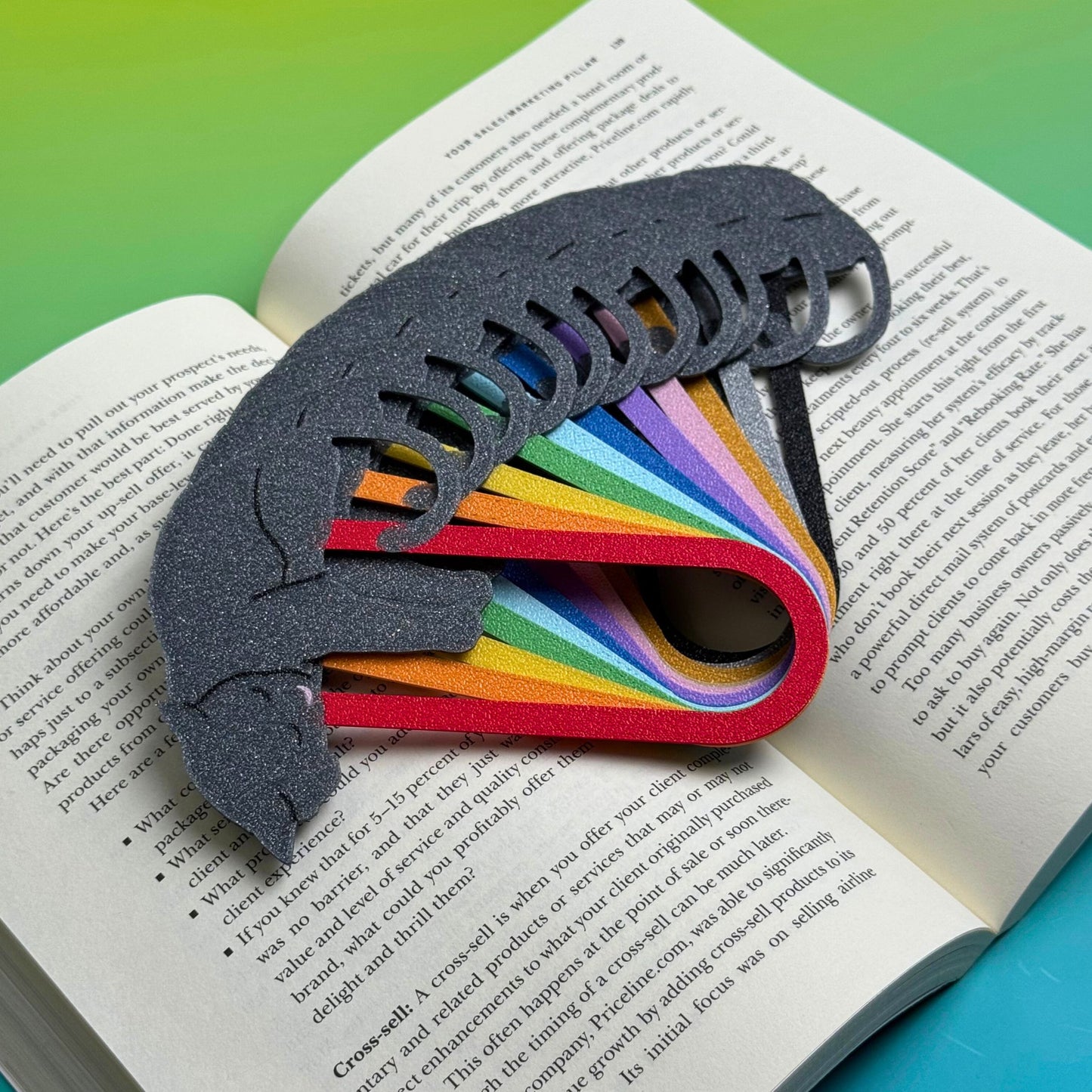 Adorable Sleepy Gray Cat Bookmark - Flexible Paperclip Design