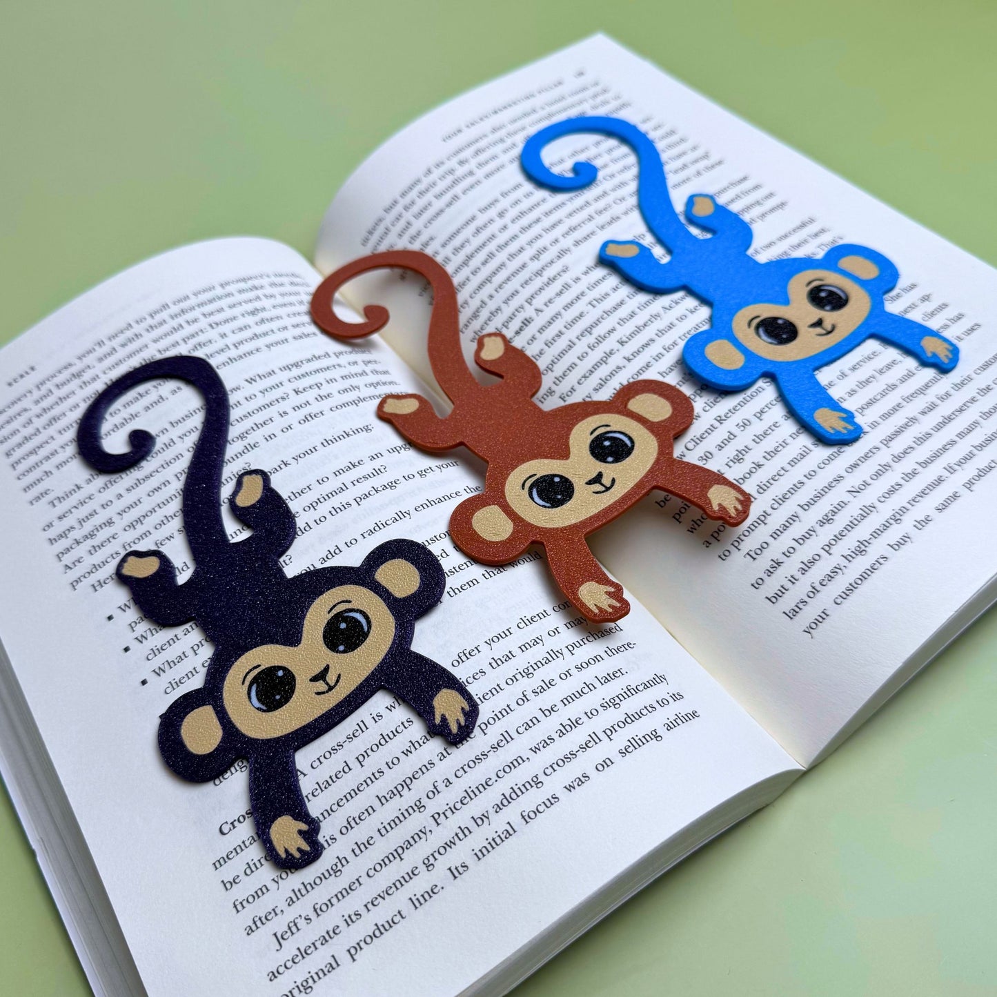 Fun Monkey Hanging from Tail Bookmark - Animal Gift for Readers