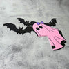 Pink Ghost Bat Halloween Door Corner Sign