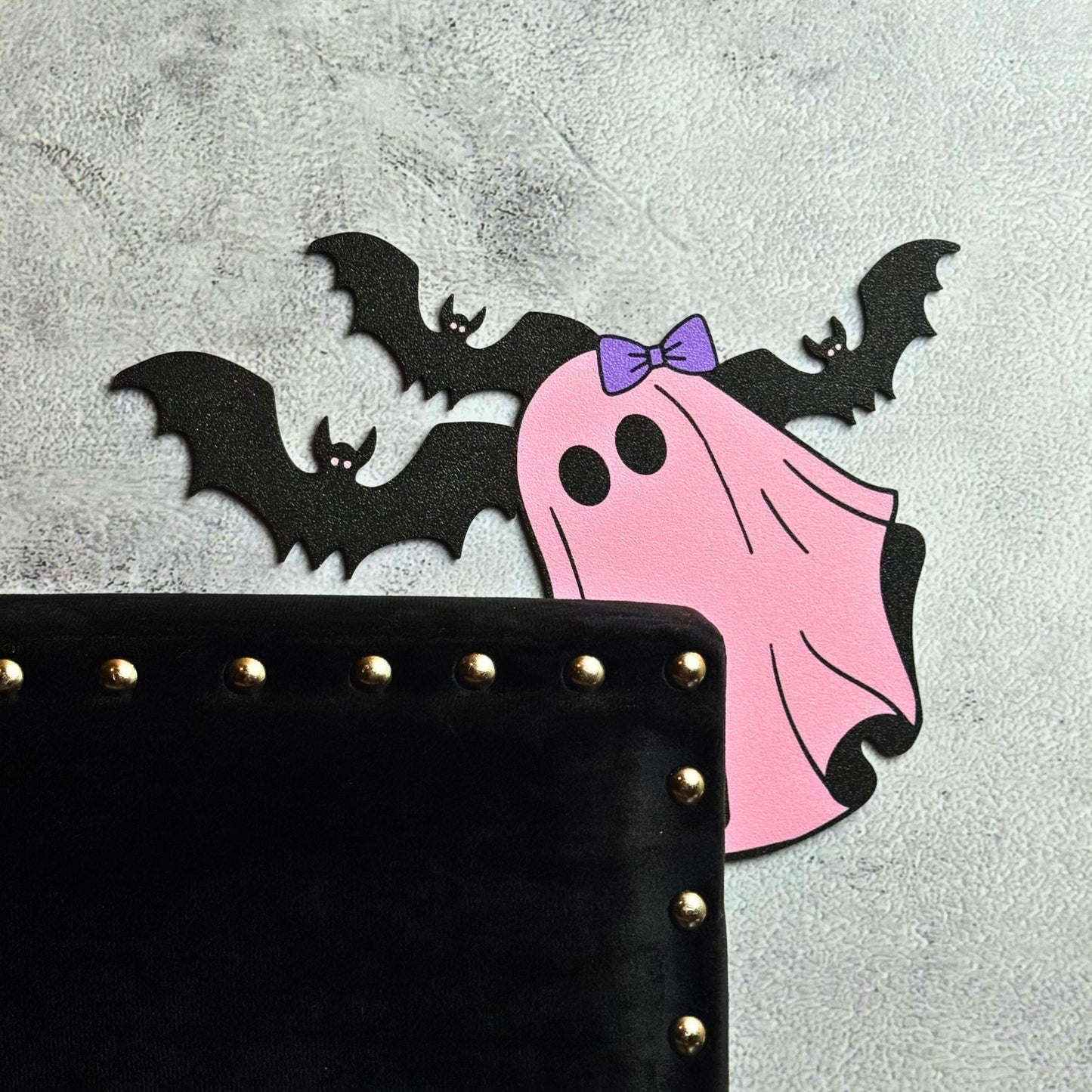 Pink Ghost Bat Halloween Door Corner Sign