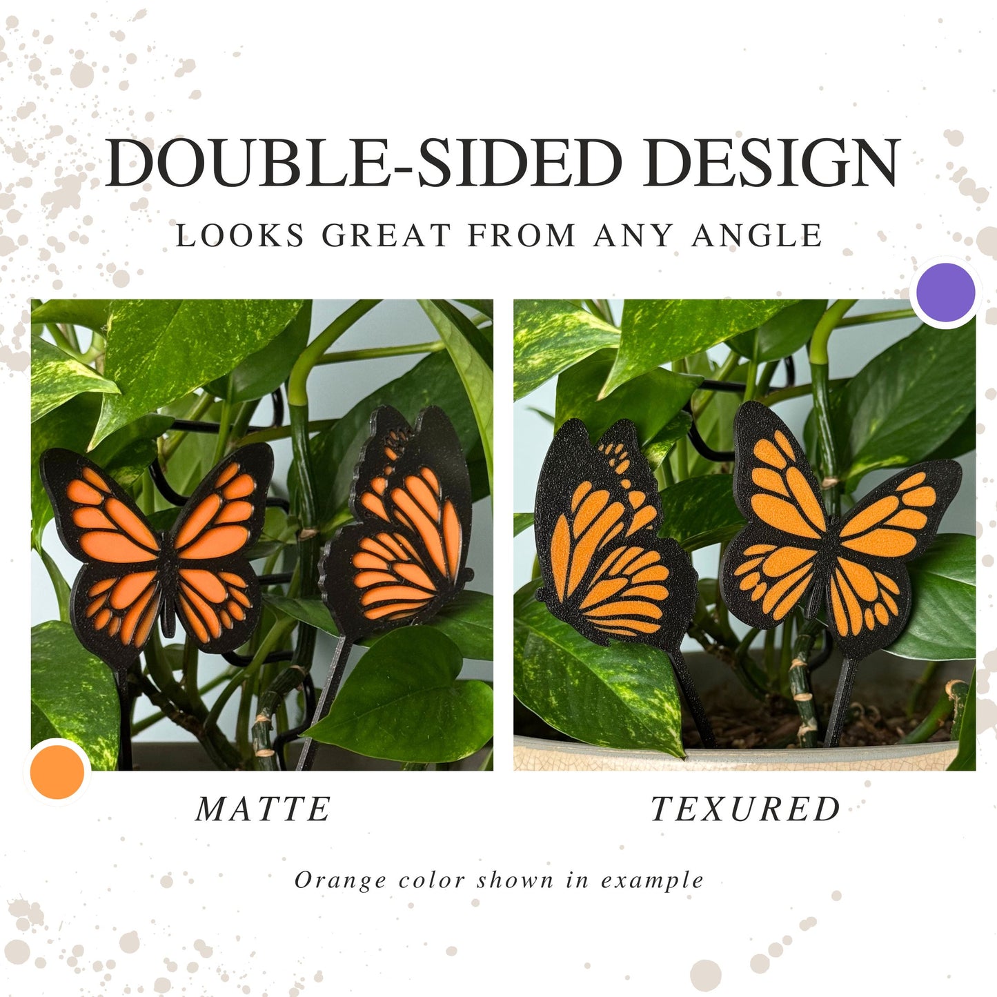 Custom Colorful Butterfly Plant Stake Set of 2 for Houseplants