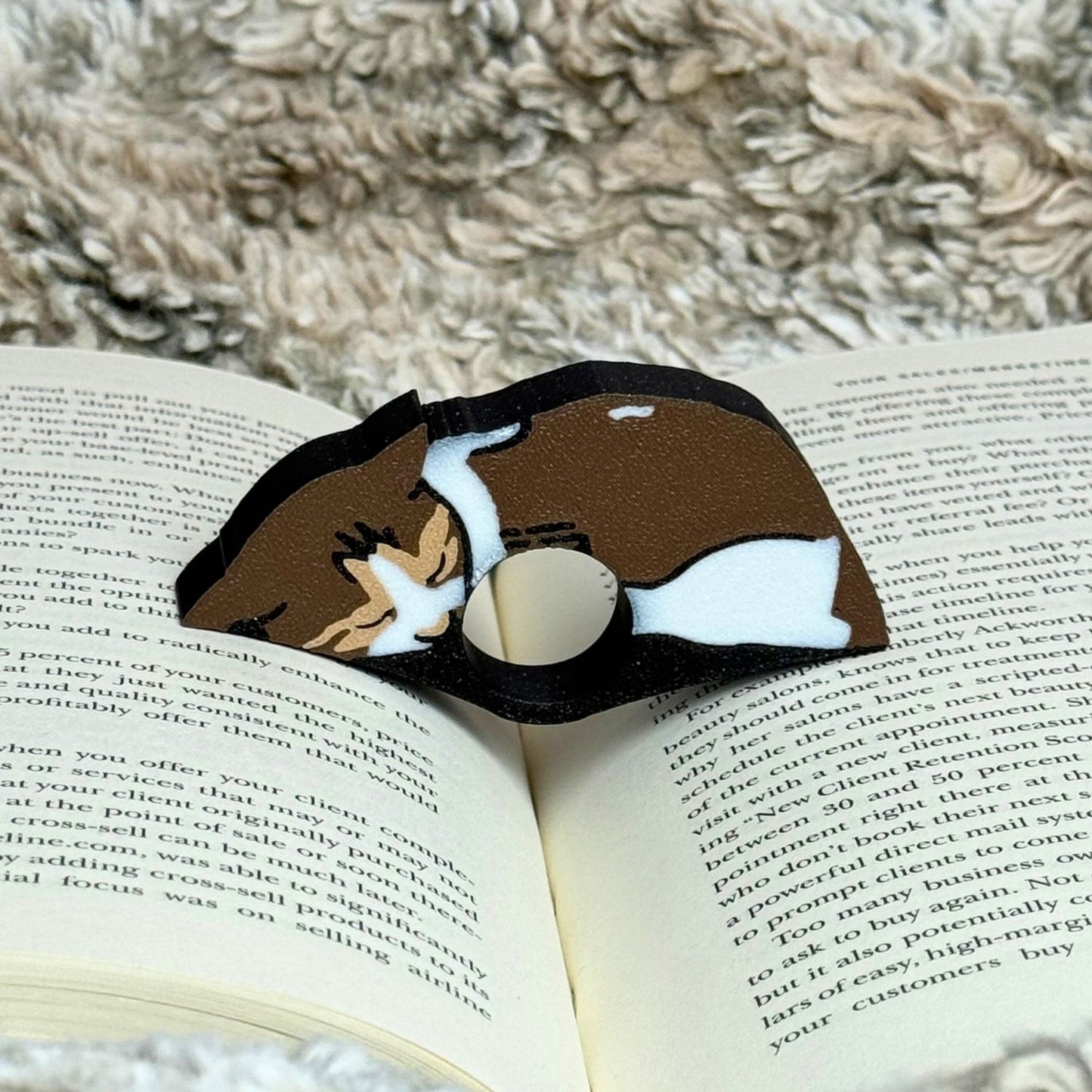 Custom Sleepy Cat Book Page Holder