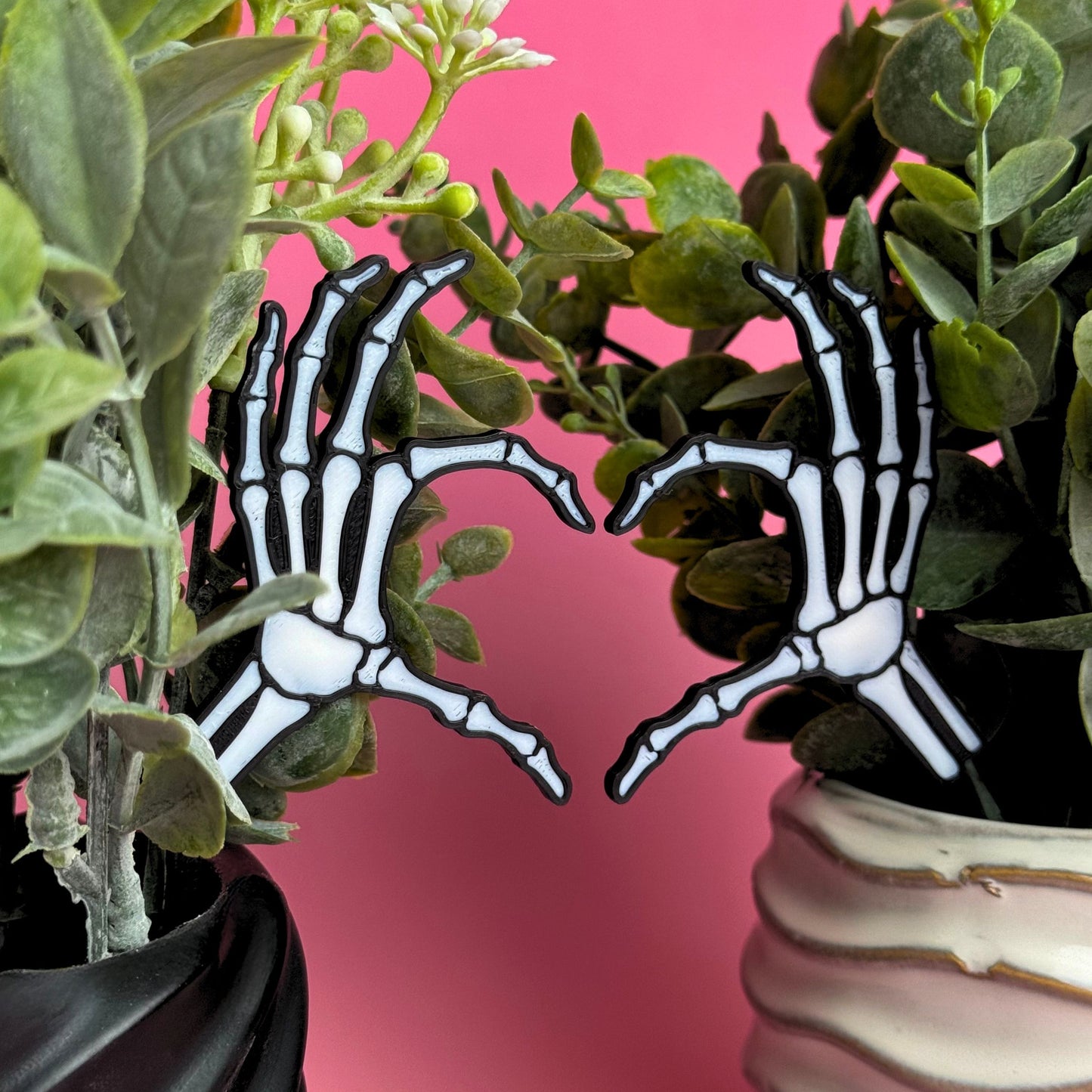 Skeleton Bone Heart Hands Plant Stakes for Houseplants