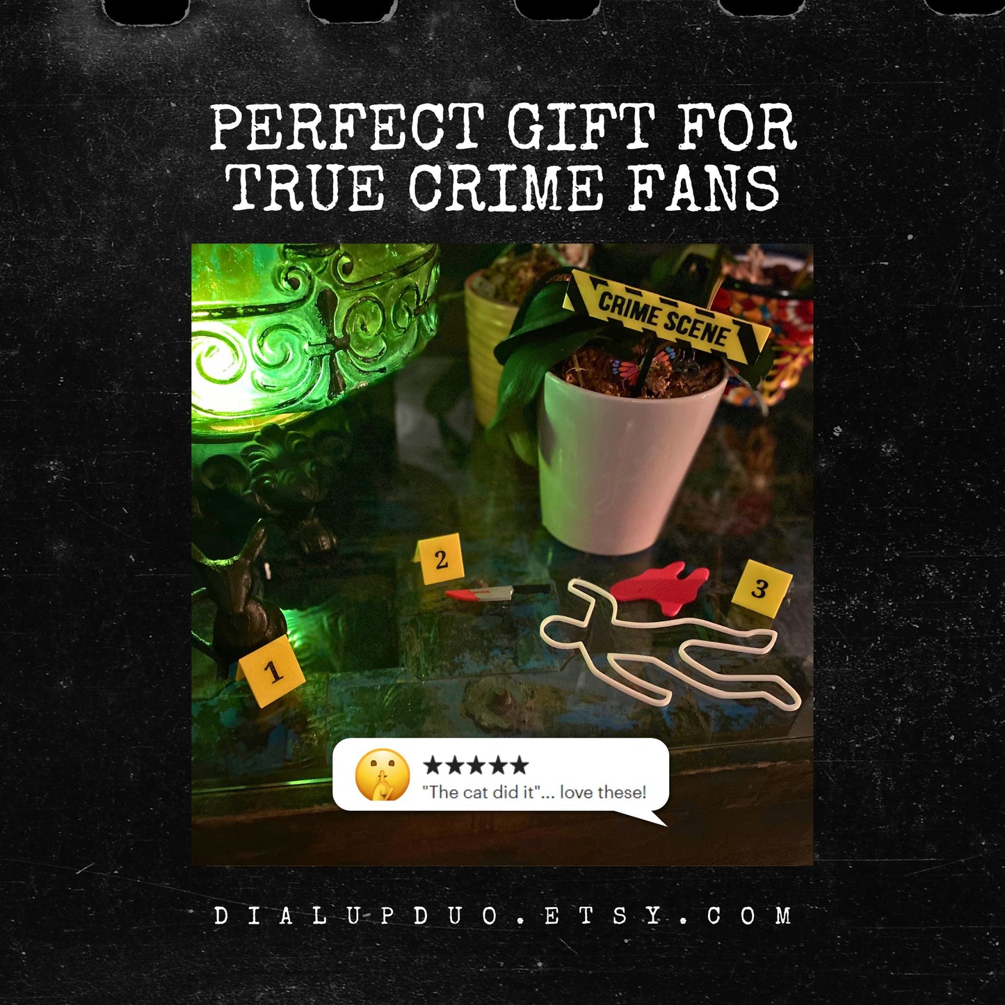 True Crime Scene Sets for Houseplants, Terrariums, & Home Decor