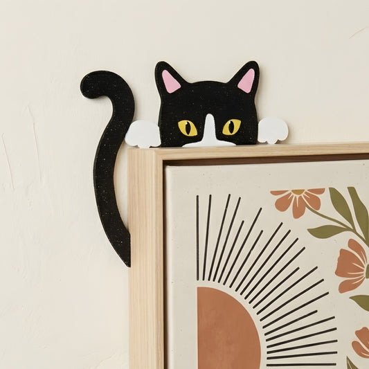 Tuxedo Cat Door Topper | Black and White Cat Wall Decor