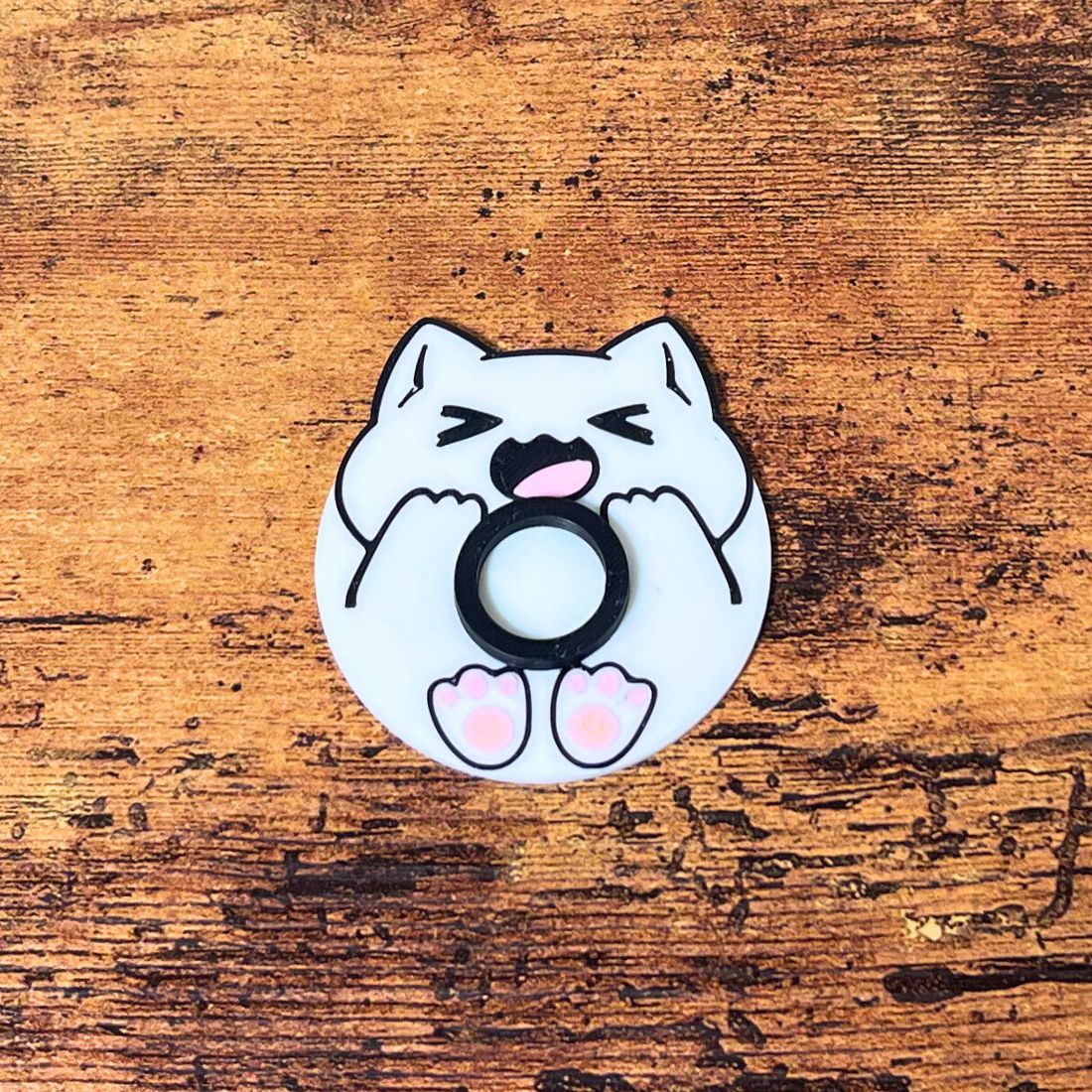 Cute chonk cat lip balm stands in white