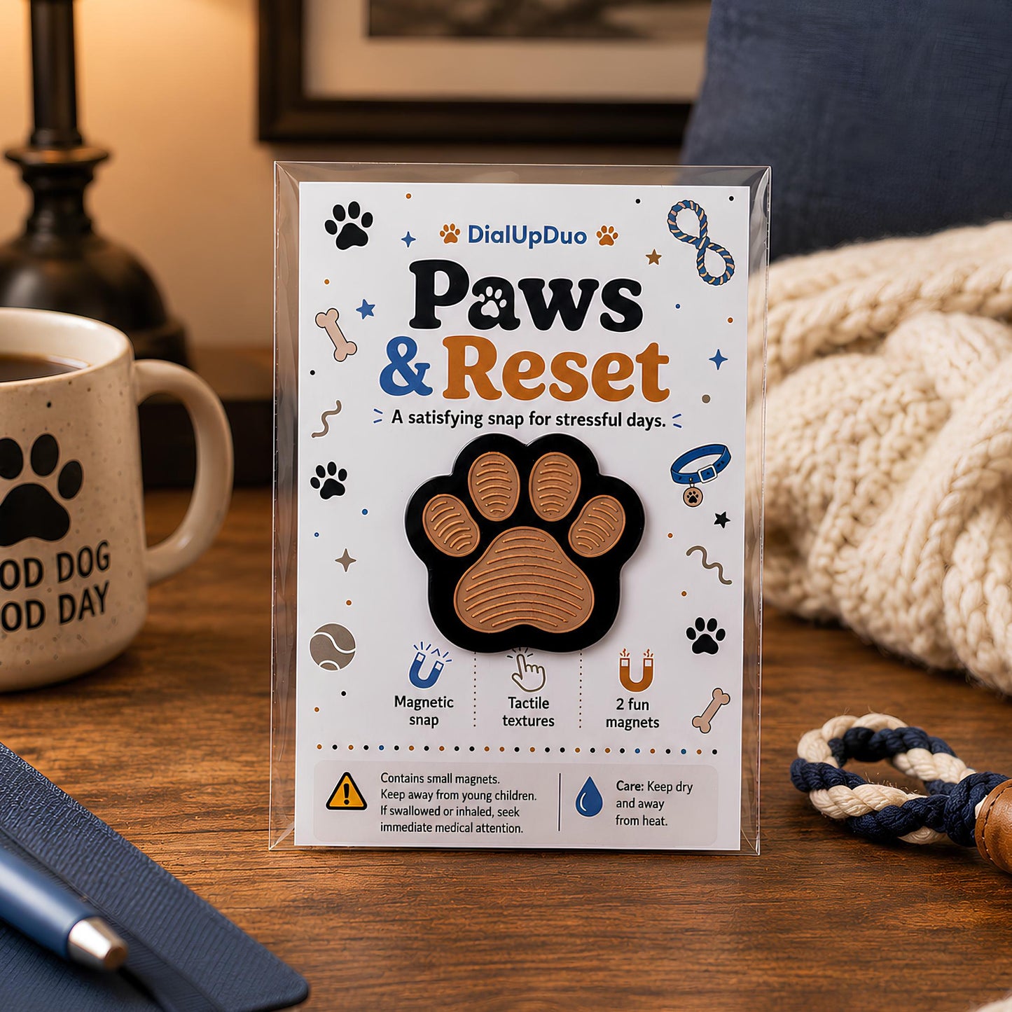 Dog Paw Fidget Magnet | Stress Relief Desk Gift