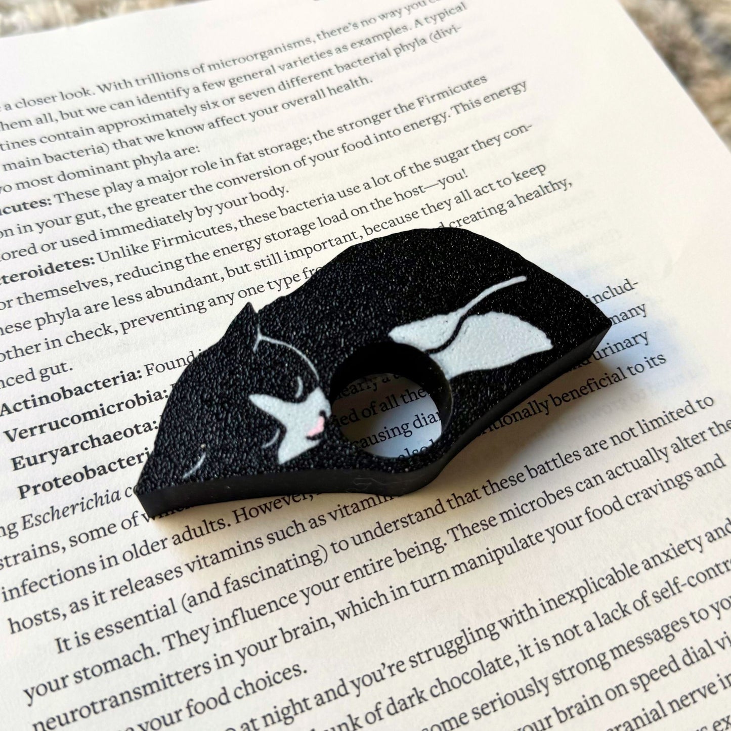 Adorable Tuxedo Cat Book Page Holder Ring
