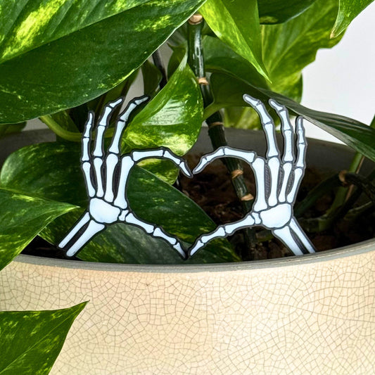 Skeleton Bone Heart Hands Plant Stakes for Houseplants