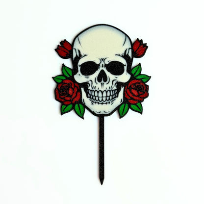 Gothic Skull & Rose Decorative Plant Stakes
