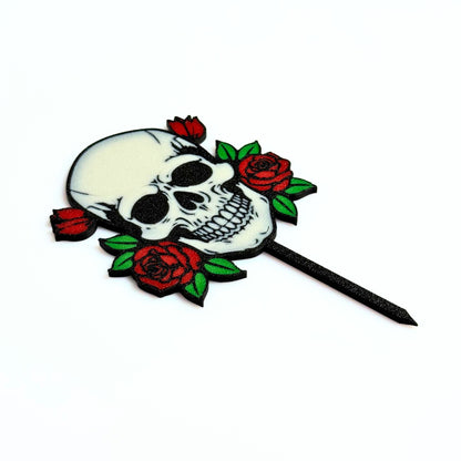 Gothic Skull & Rose Decorative Plant Stakes