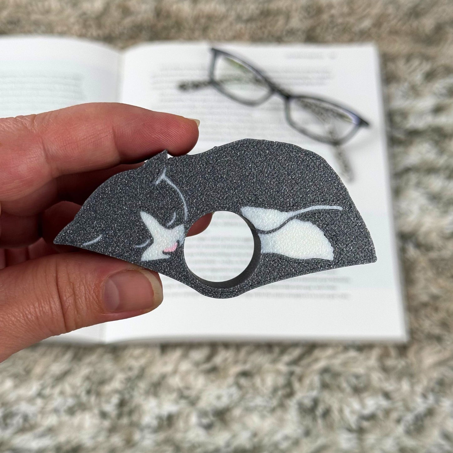 Custom Sleepy Cat Book Page Holder