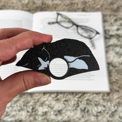 Adorable Tuxedo Cat Book Page Holder Ring