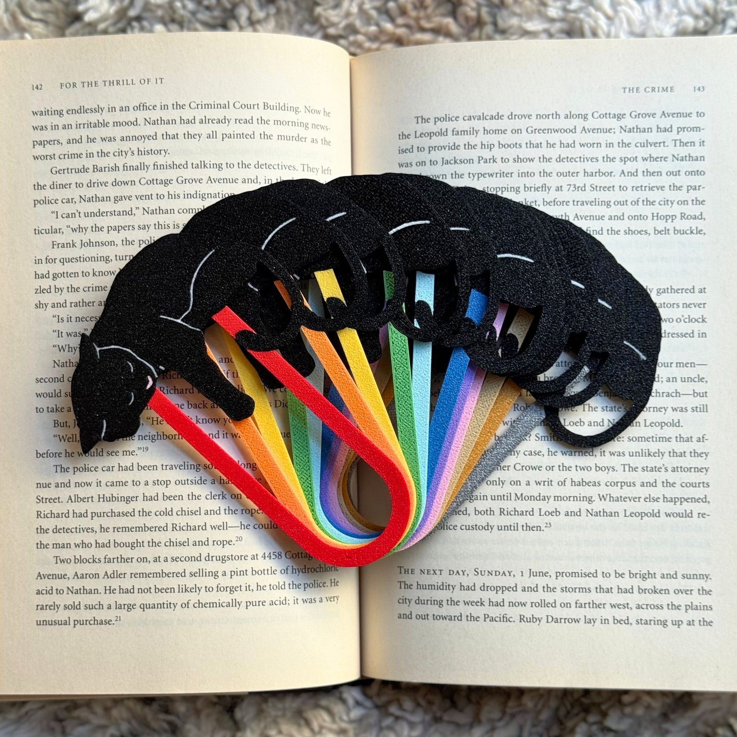 Adorable Sleepy Black Cat Bookmark - Flexible Paperclip Design