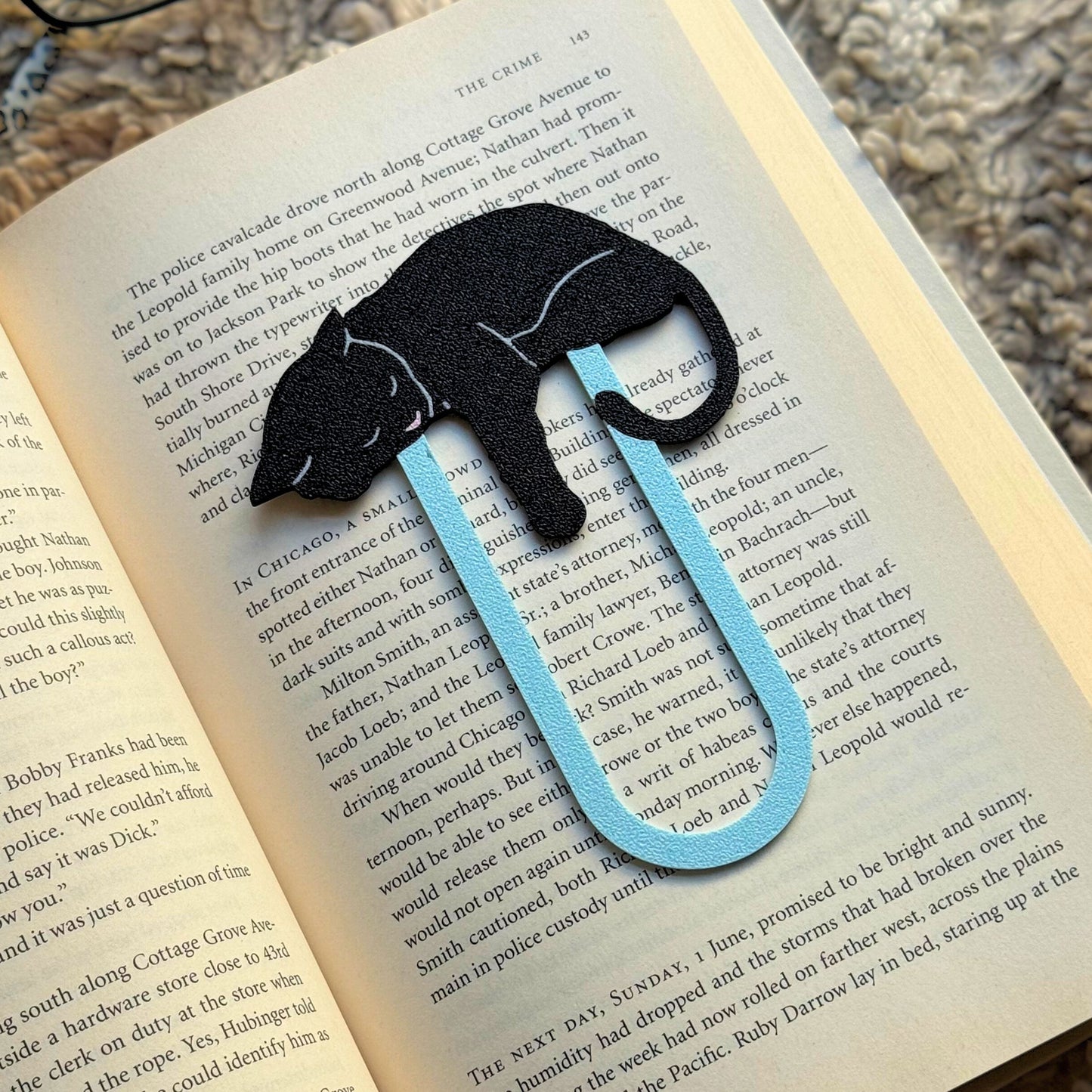 Adorable Sleepy Black Cat Bookmark - Flexible Paperclip Design