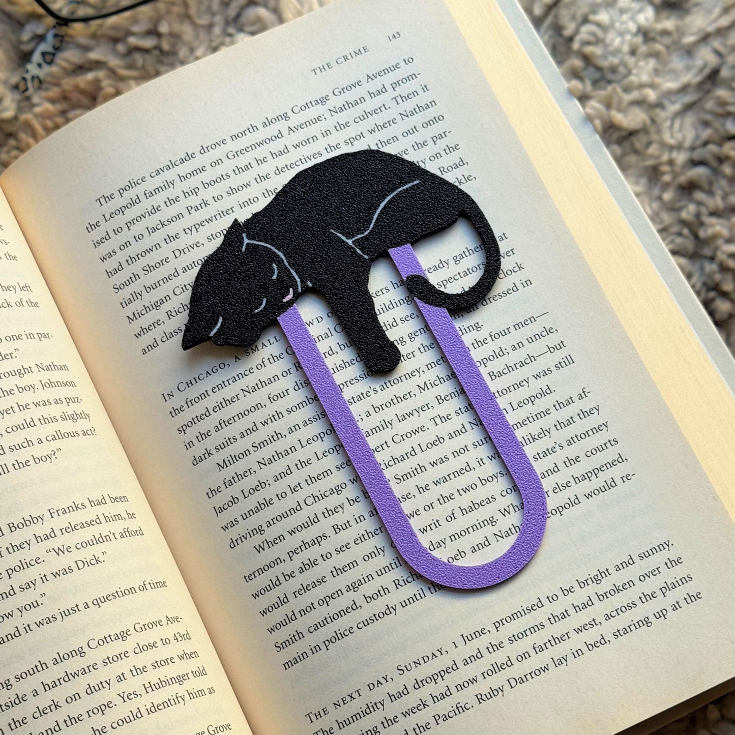 Adorable Sleepy Black Cat Bookmark - Flexible Paperclip Design
