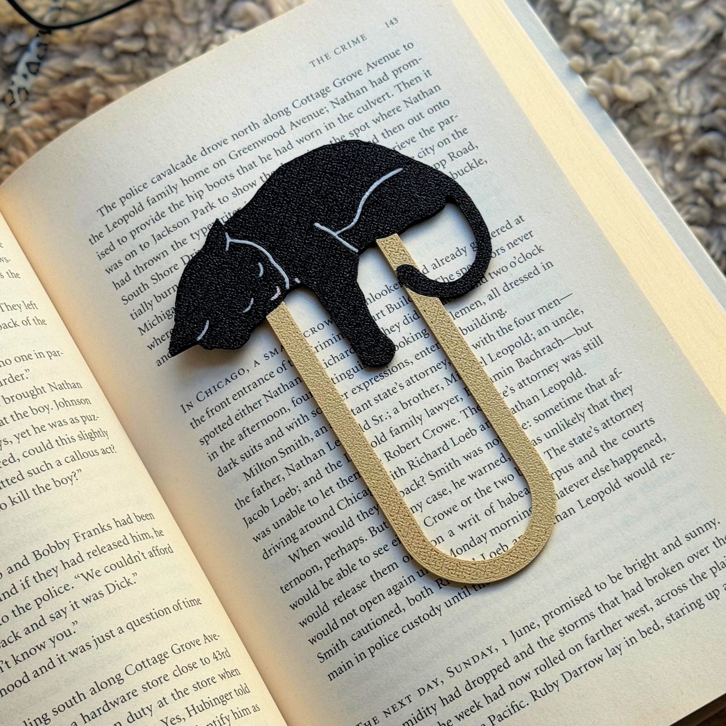 Adorable Sleepy Black Cat Bookmark - Flexible Paperclip Design