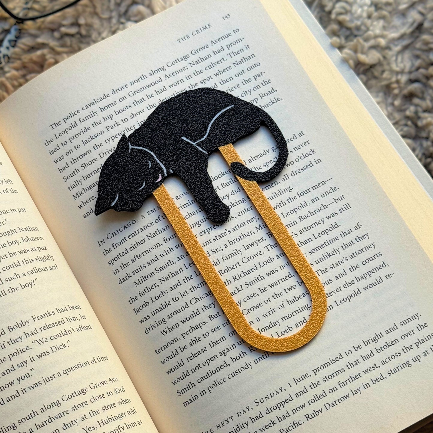 Adorable Sleepy Black Cat Bookmark - Flexible Paperclip Design