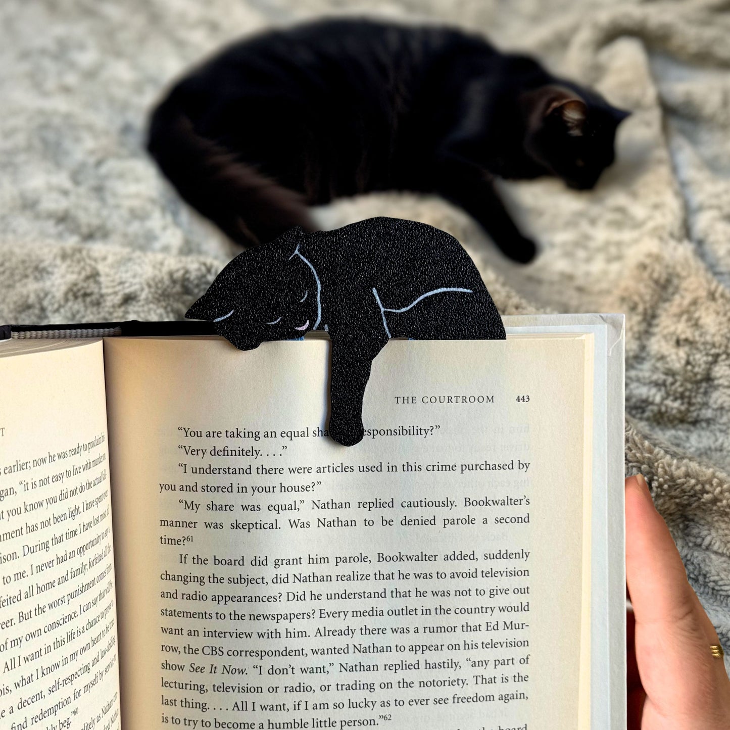 Adorable Sleepy Black Cat Bookmark - Flexible Paperclip Design