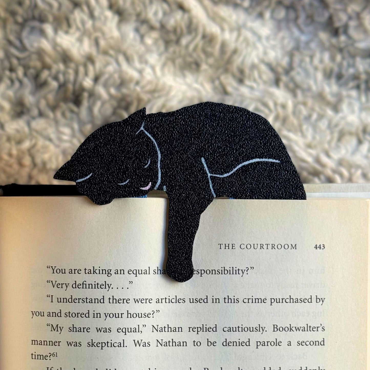 Adorable Sleepy Black Cat Bookmark - Flexible Paperclip Design