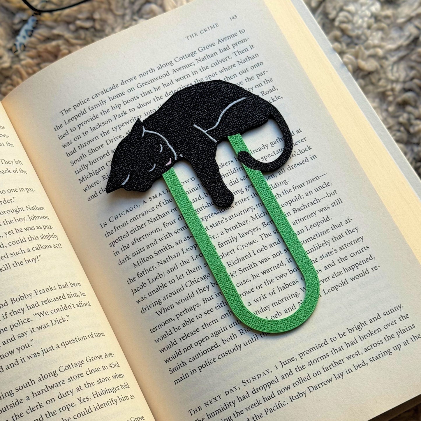 Adorable Sleepy Black Cat Bookmark - Flexible Paperclip Design