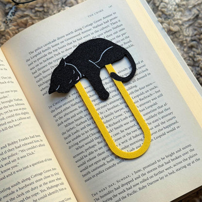 Adorable Sleepy Black Cat Bookmark - Flexible Paperclip Design
