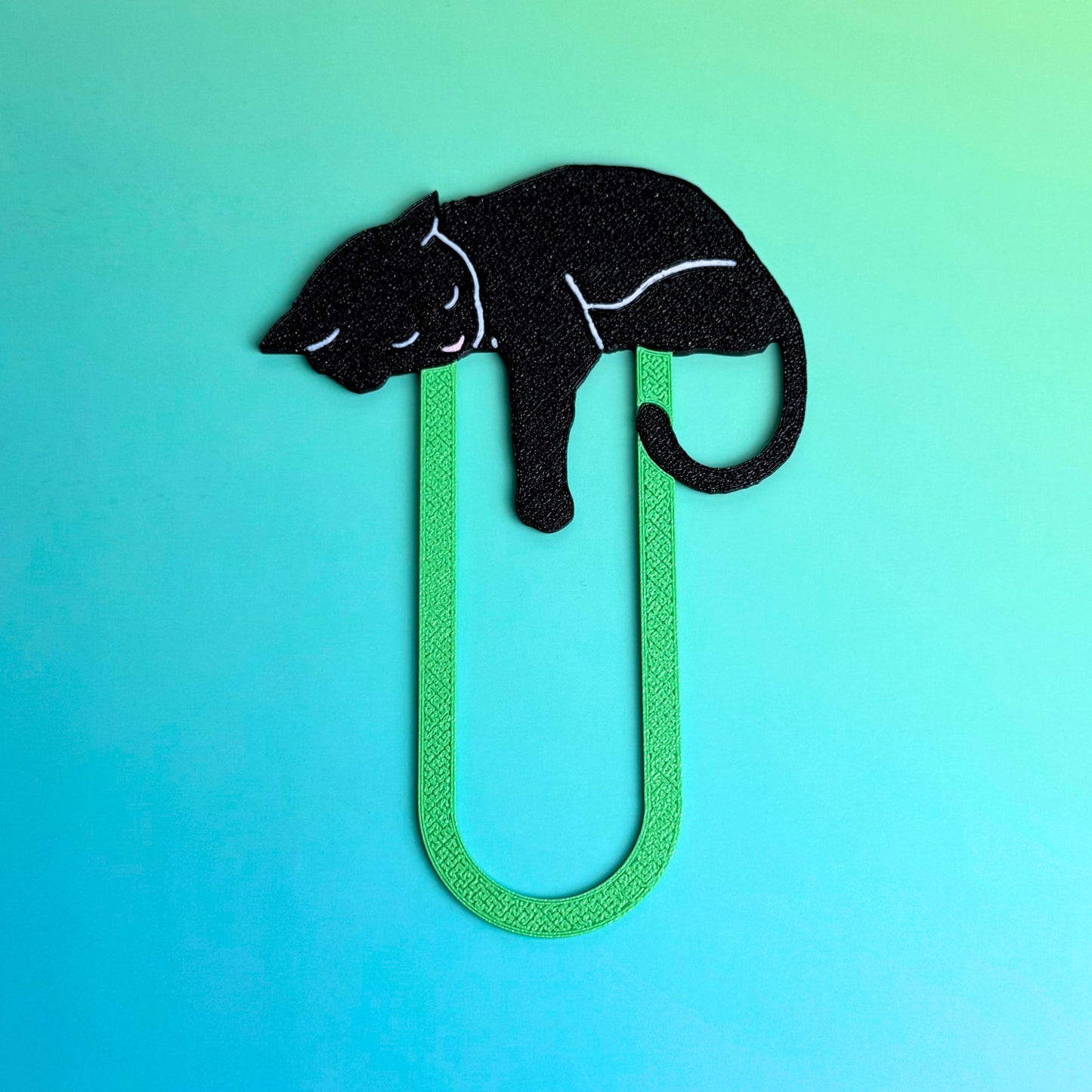 Adorable Sleepy Black Cat Bookmark - Flexible Paperclip Design