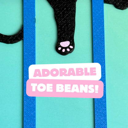 Adorable Sleepy Black Cat Bookmark - Flexible Paperclip Design