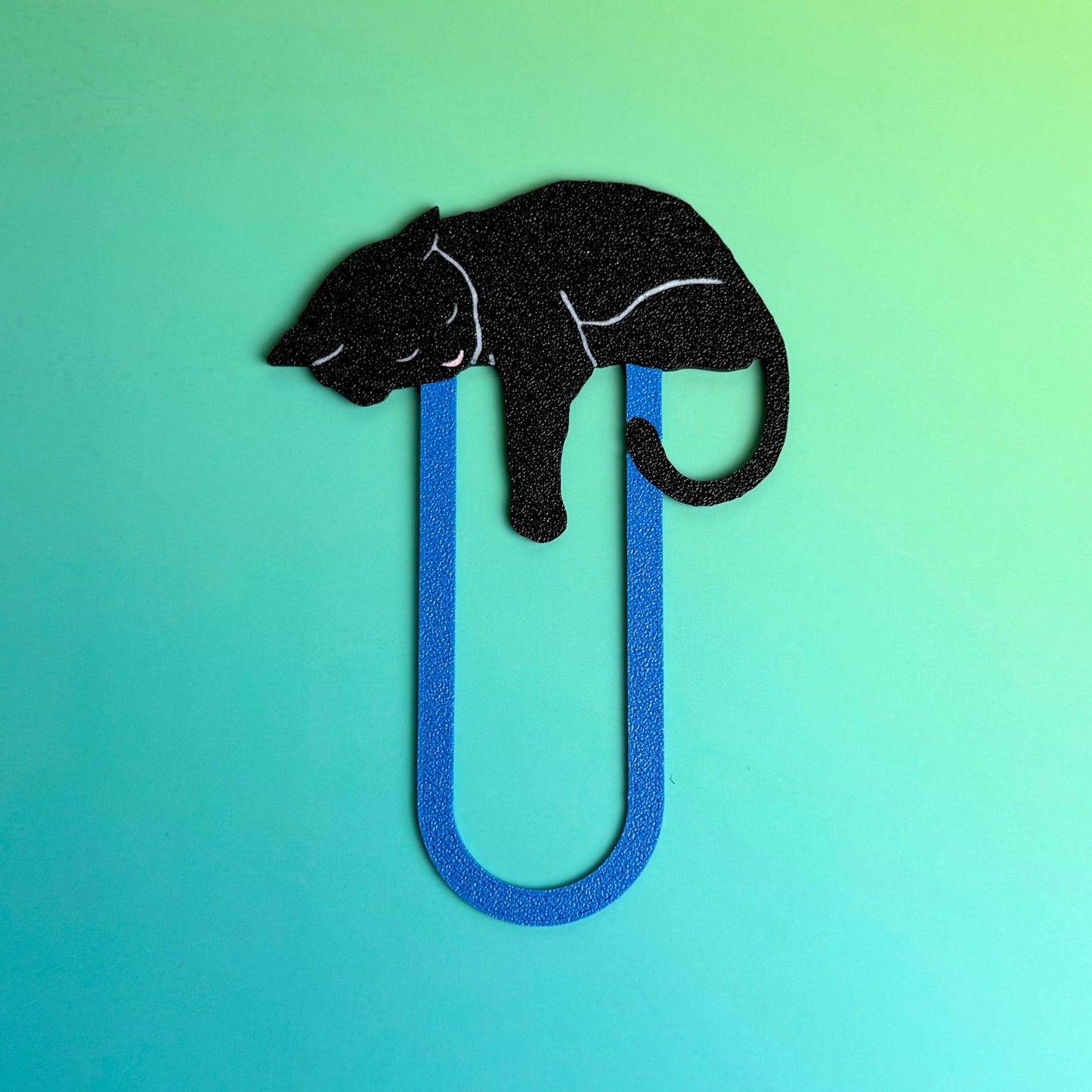 Adorable Sleepy Black Cat Bookmark - Flexible Paperclip Design