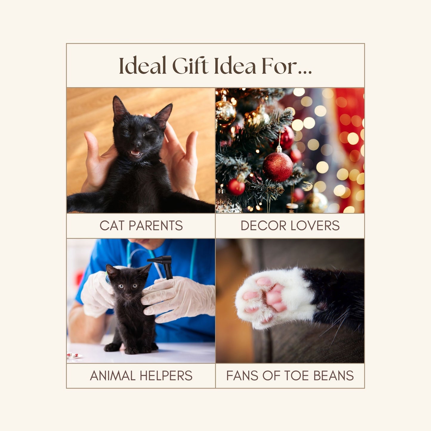 Black Cat Ornament with Adorable Toe Beans