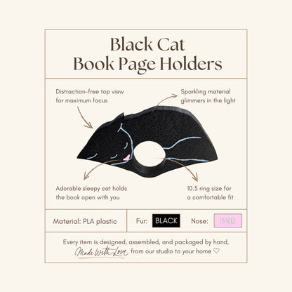 Adorable Black Cat Book Page Holder Ring