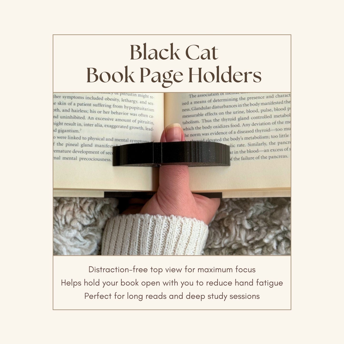 Adorable Black Cat Book Page Holder Ring