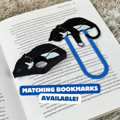 Adorable Tuxedo Cat Book Page Holder Ring