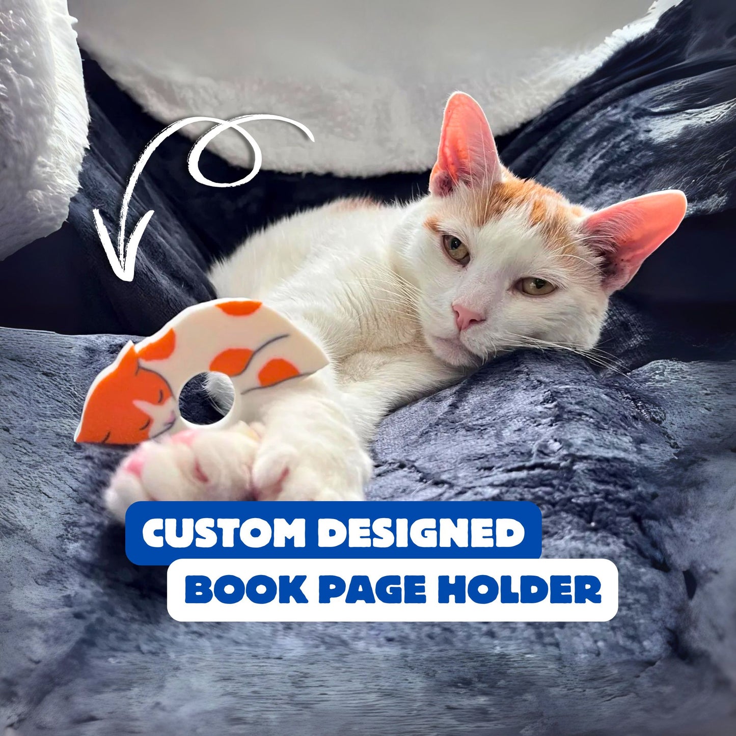 Custom Sleepy Cat Book Page Holder