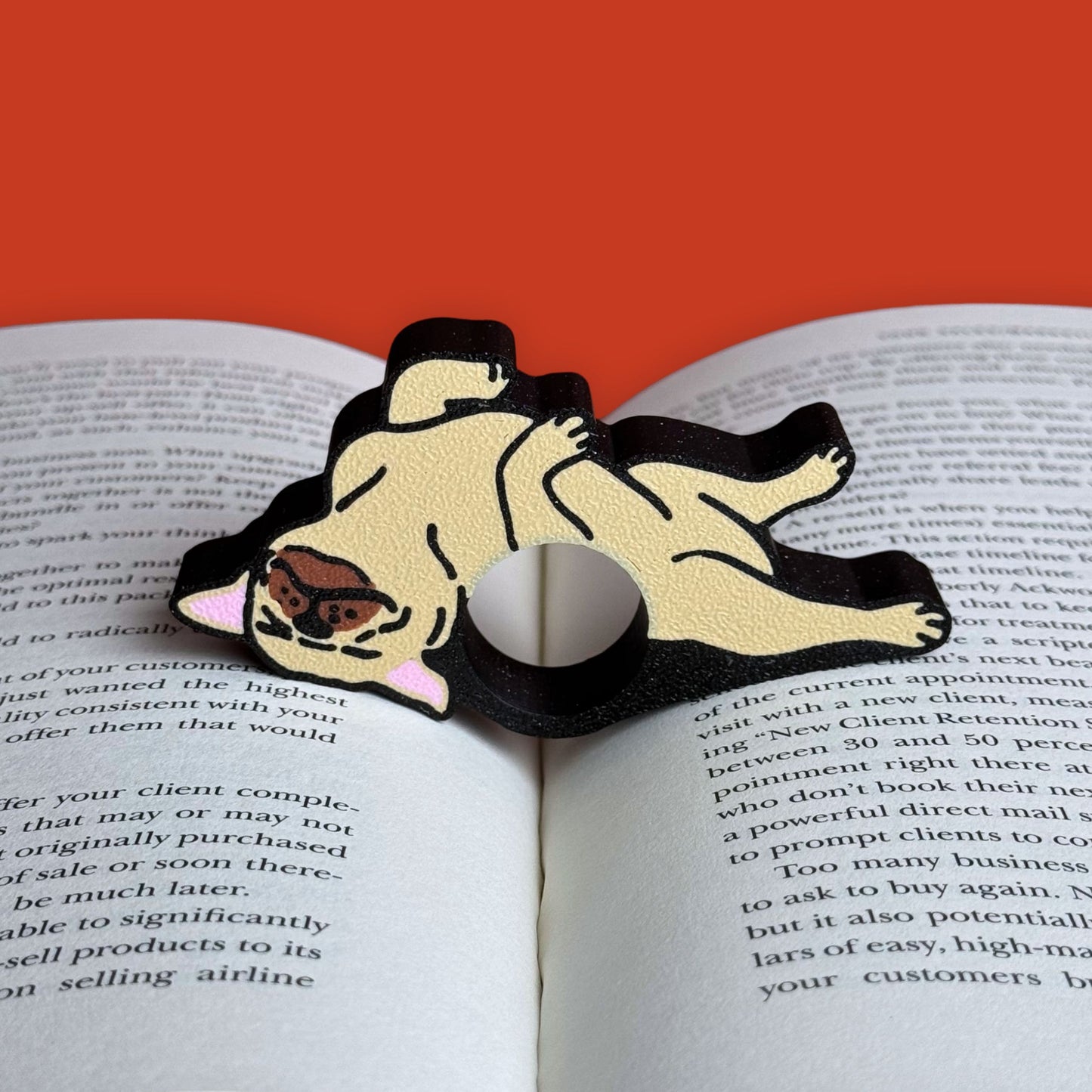 Adorable Bulldog and Pug Book Page Holder Ring