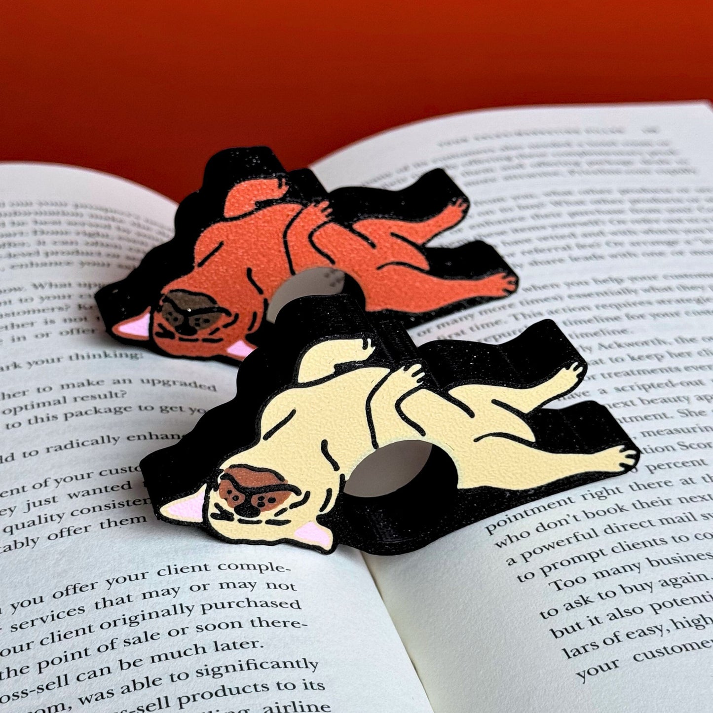 Adorable Bulldog and Pug Book Page Holder Ring